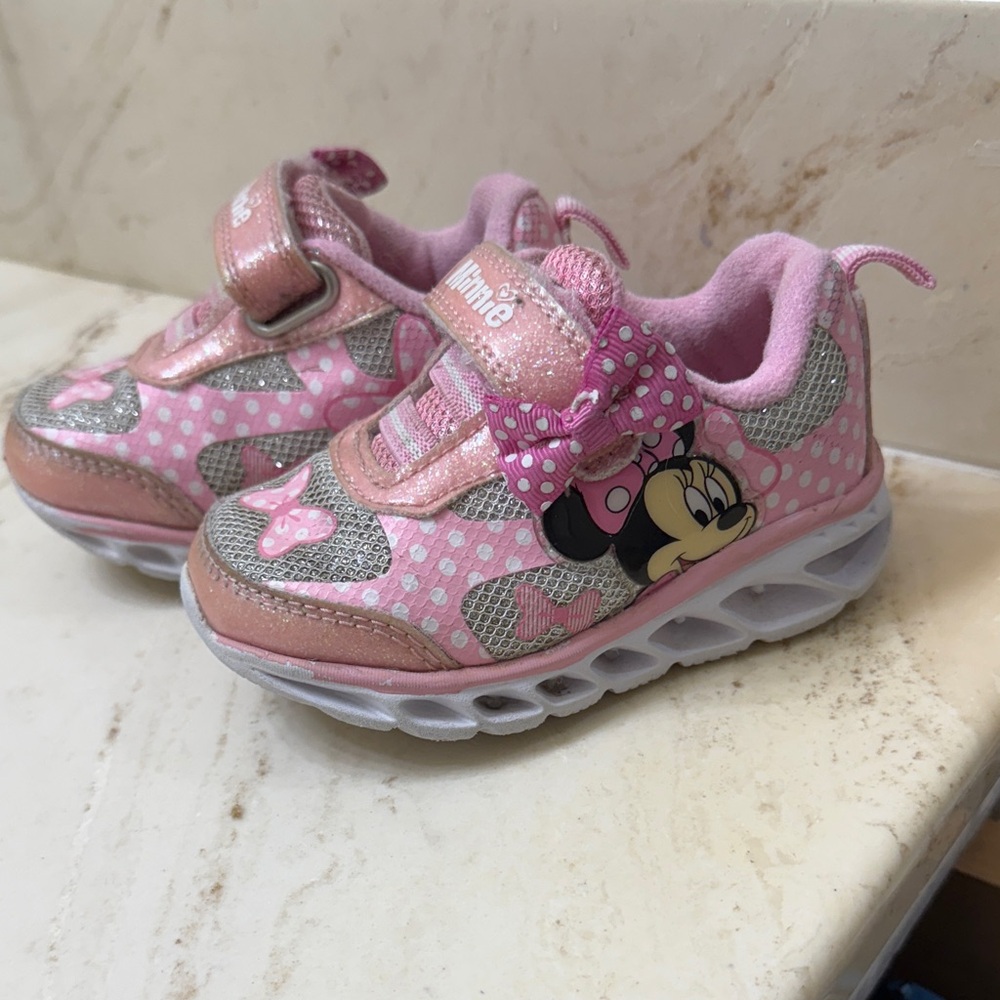 Disney Minnie Mouse Pink and Silver Kids Sneakers